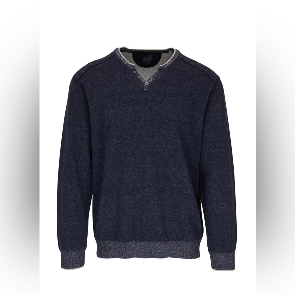 NWT Raffi NWT 100% Cotton Reversible Henley Sweater Midnight Size M